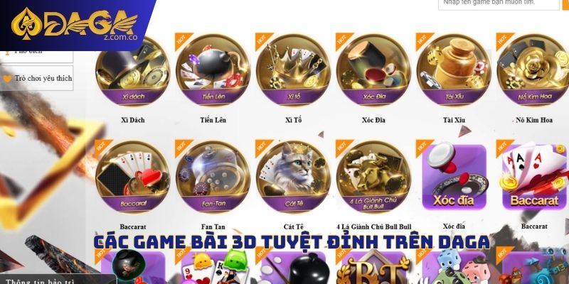 Các game bài 3D tuyệt đỉnh trên DAGA